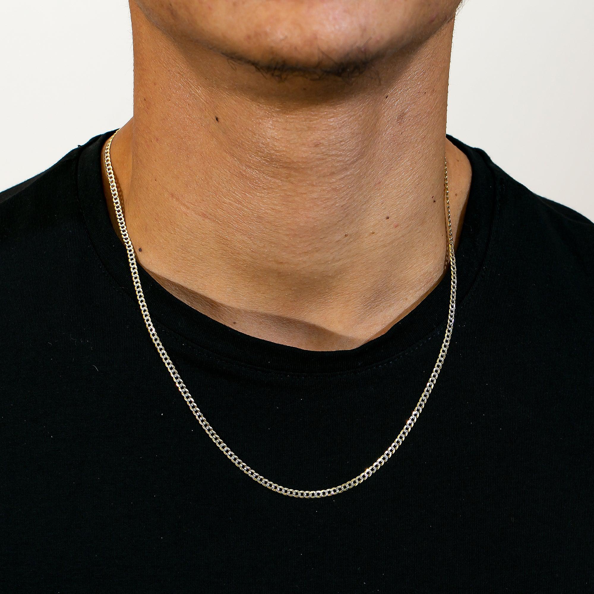 14K Hollow Yellow Gold Diamond Cut 3mm Open Cuban Link Chain Available In Sizes 18"-26"