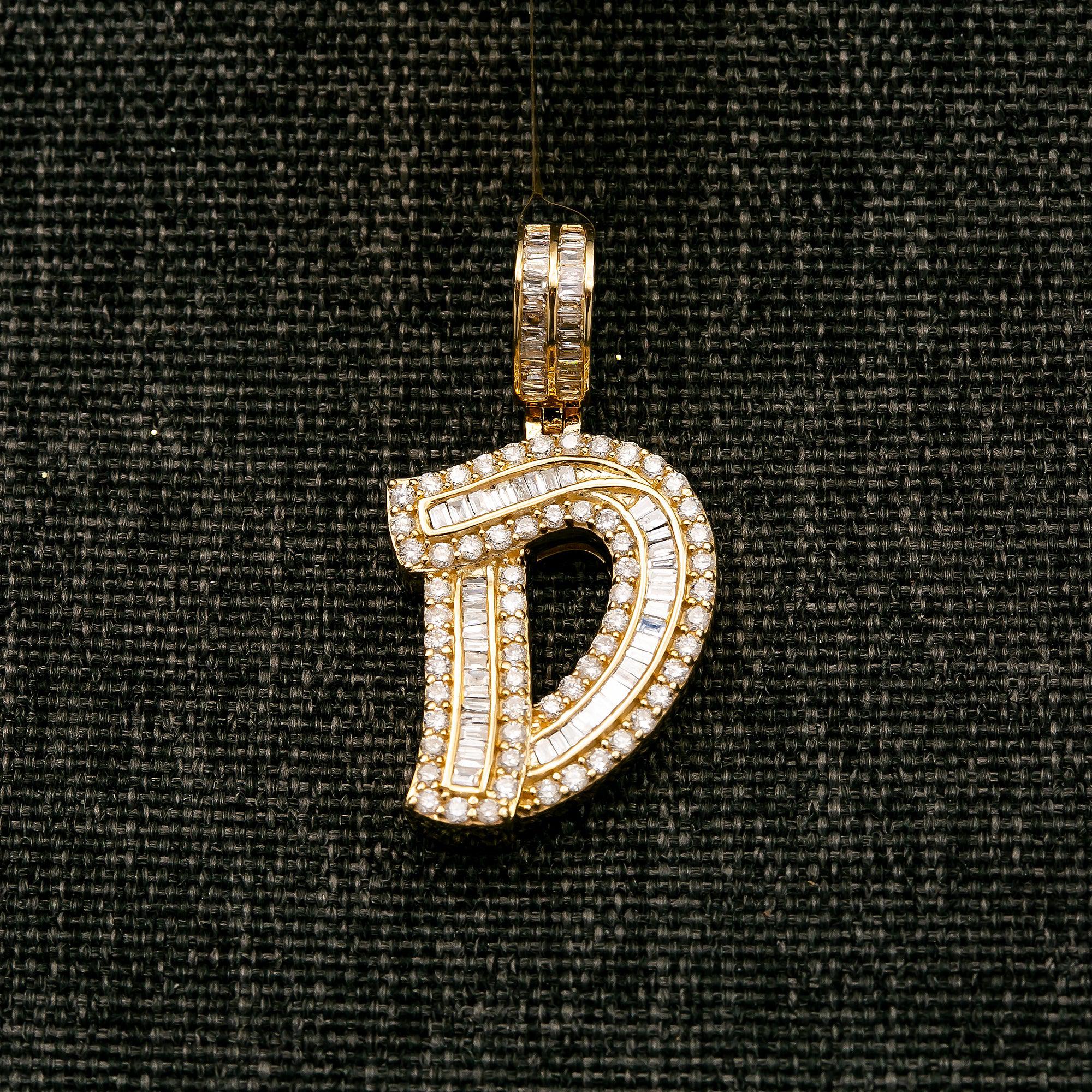 14K YELLOW GOLD DIAMOND LETTER D PENDANT 1.05 CT