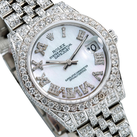 Rolex Datejust Diamond Watch, 178240 31mm, Blue Mother Of Pearl Dial with 9.25CT Diamonds