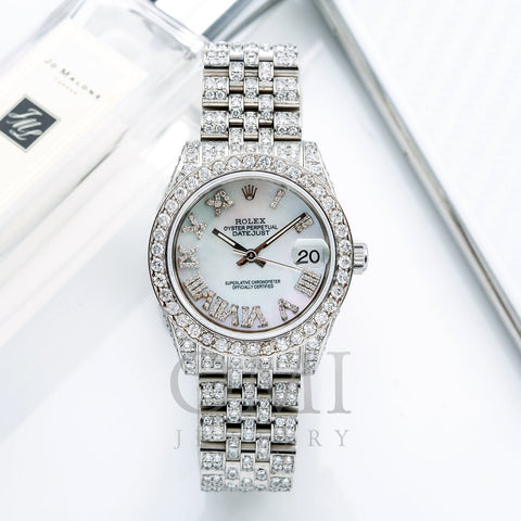 Rolex Datejust Diamond Watch, 178240 31mm, Blue Mother Of Pearl Dial with 9.25CT Diamonds
