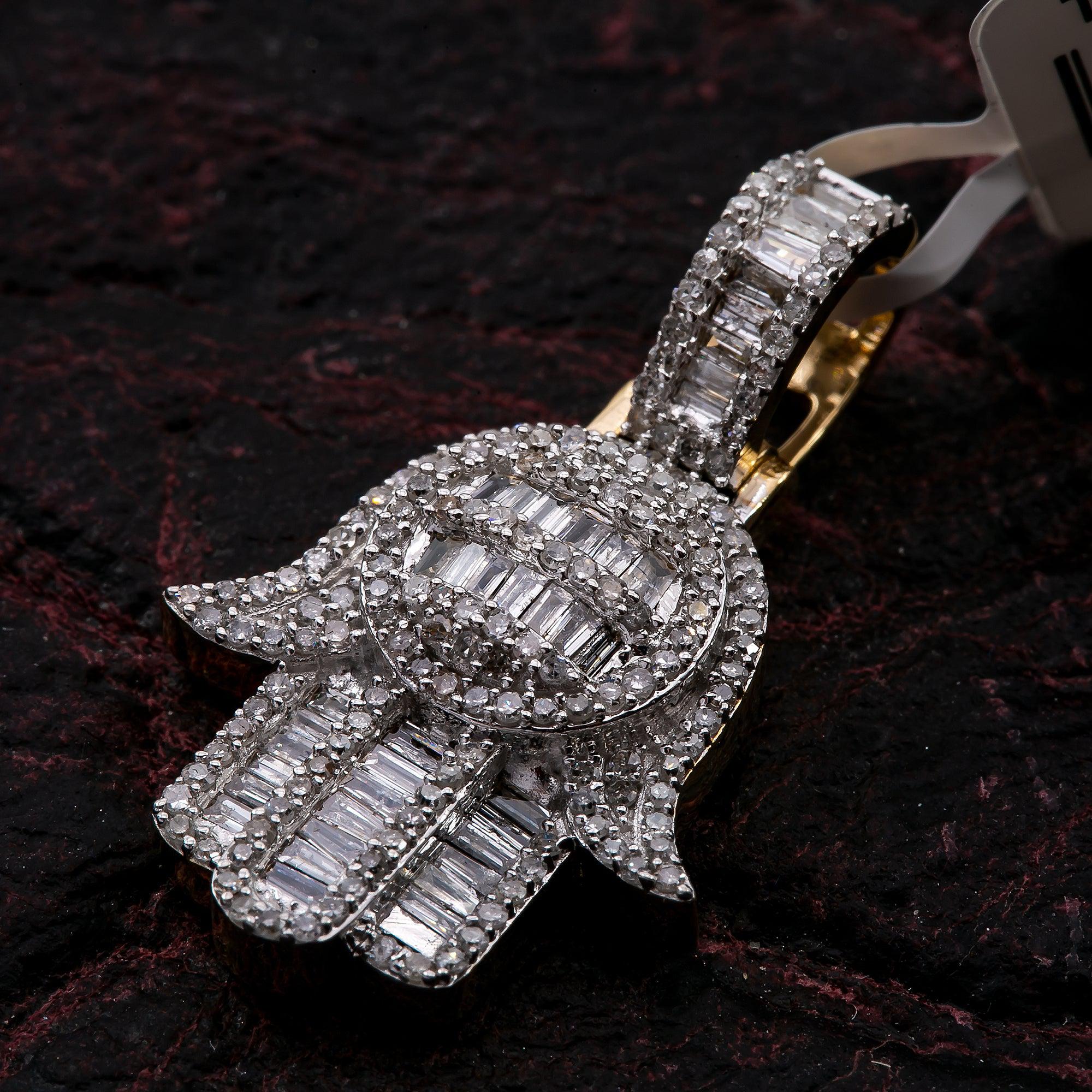 14K White Gold Hamsa Pendant 0.94 CT
