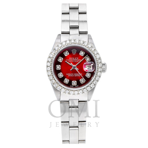 Rolex DateJust 6916 26MM Red and Black Diamond Dial With Stainless Steel Bracelet