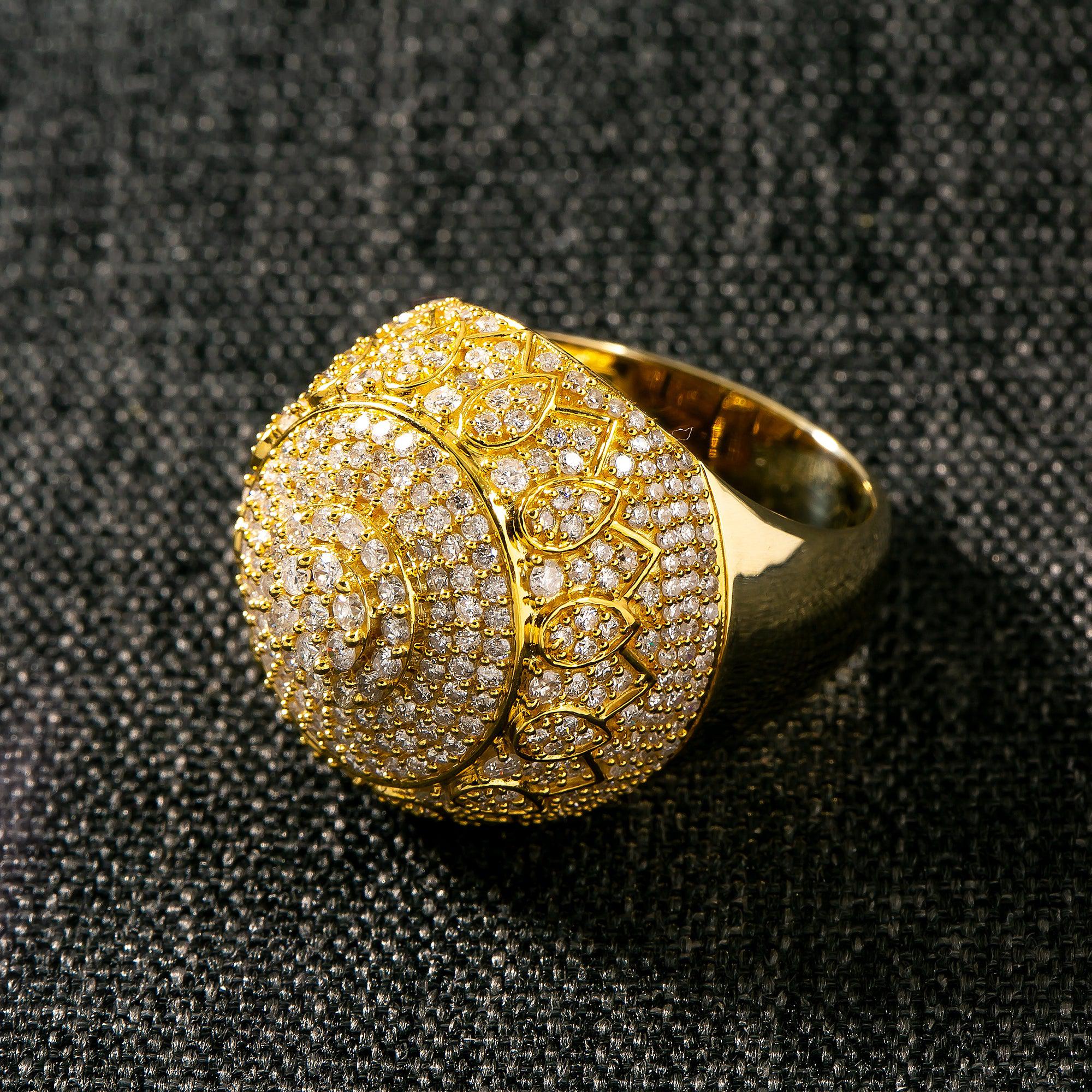 14K YELLOW GOLD LETTER MEN RING WITH 2.67 CT DIAMONDS