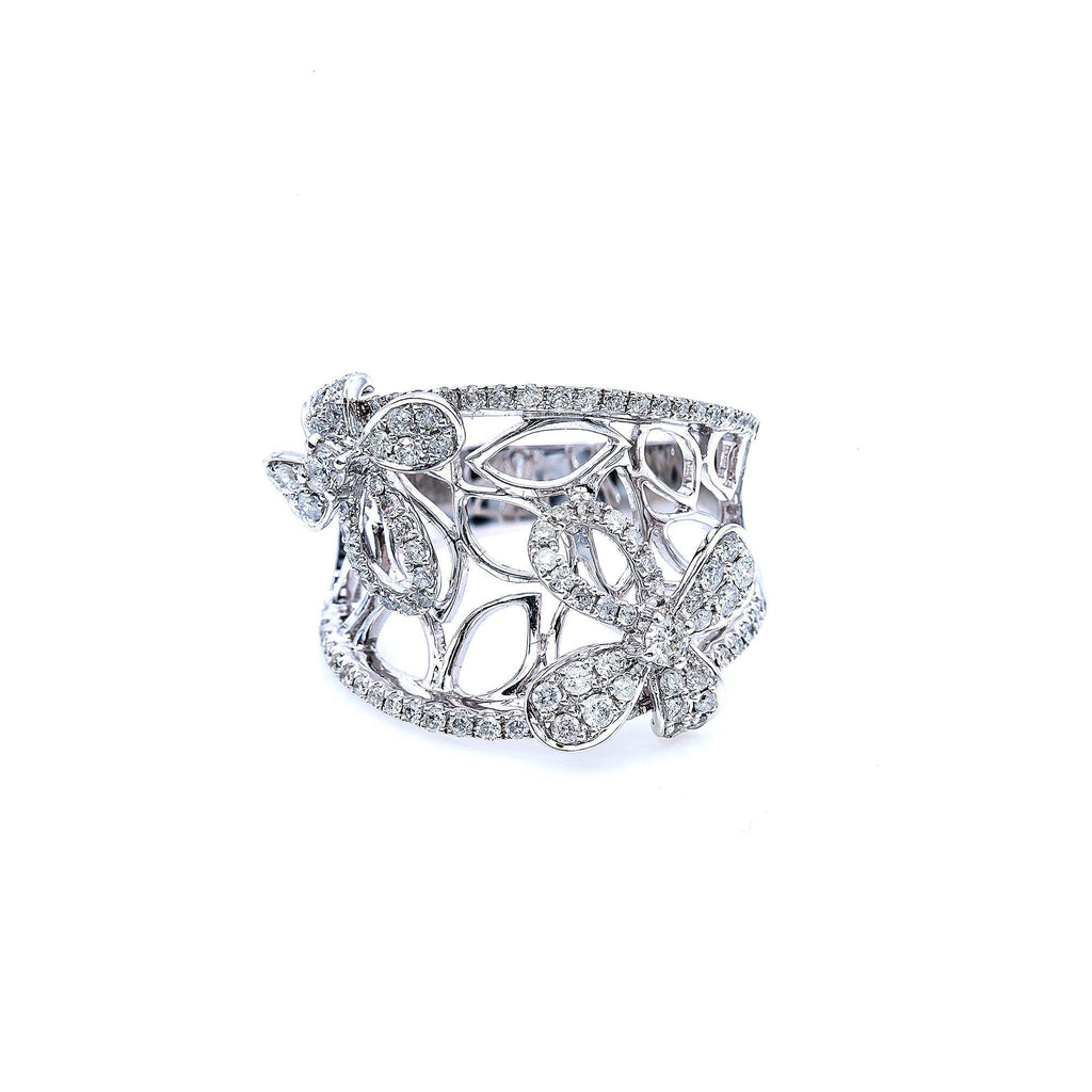 18K GOLD DIAMOND FLOWER SHAPED RING 0.97 CT