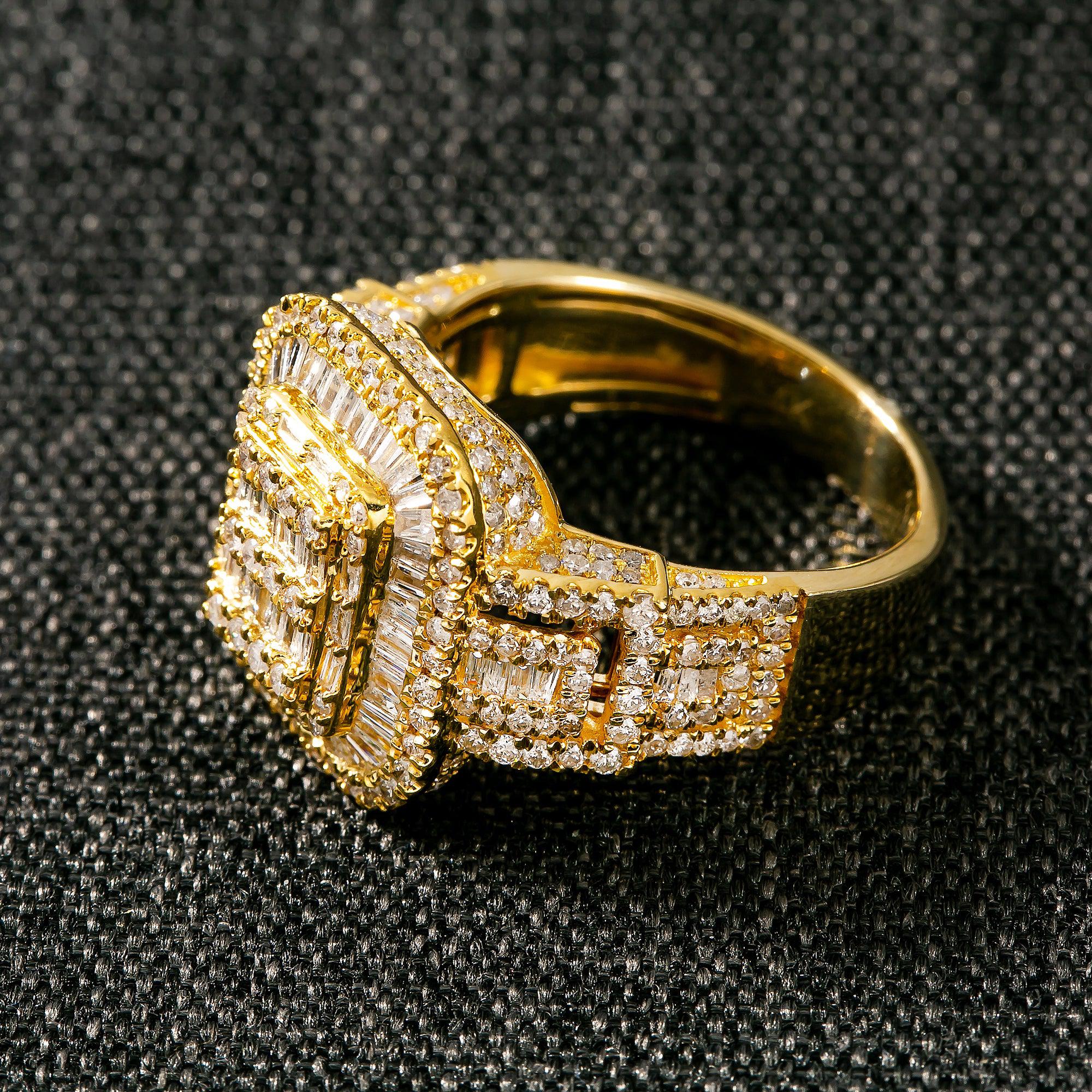 14K YELLOW GOLD MEN RING WITH 2.34 CT DIAMONDS