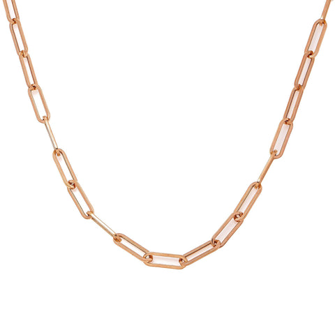 14K Rose Gold 5mm Paper Clip Chain Available In Sizes 18