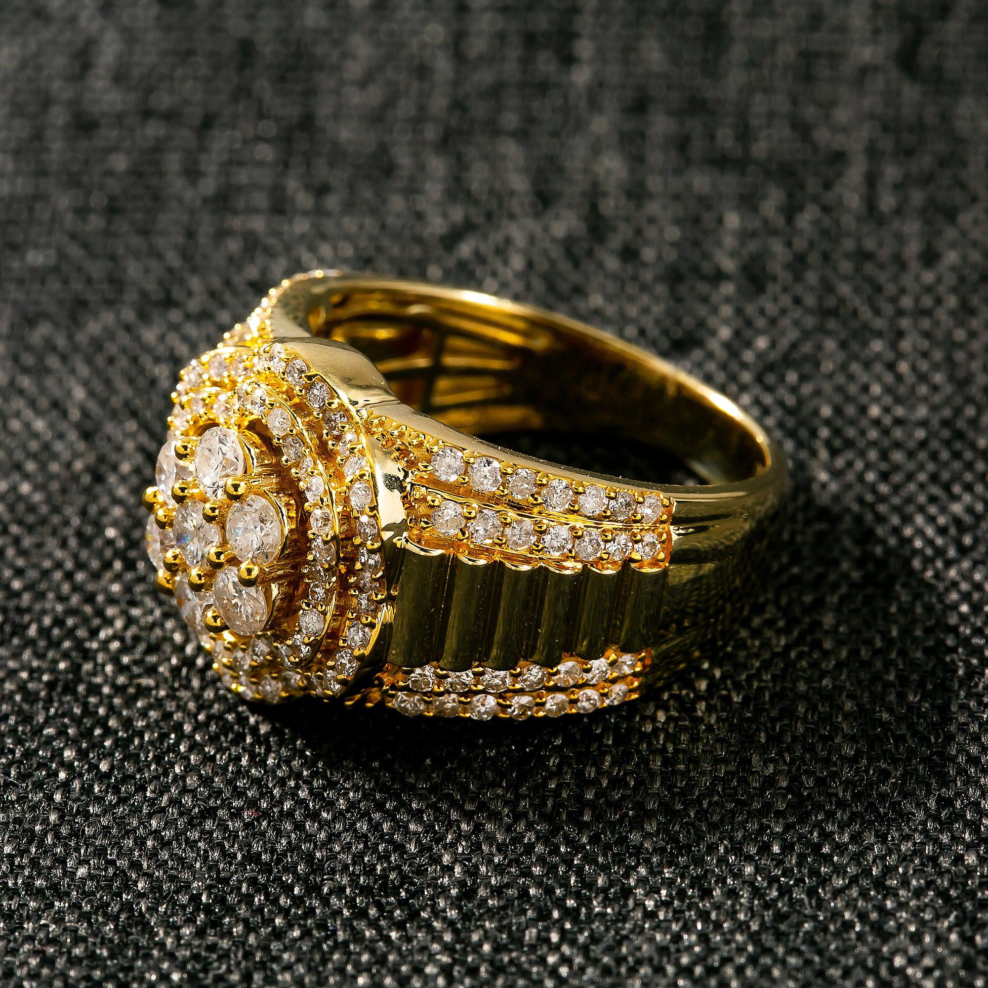 14K GOLD ROUND CLUSTER RING 1.88 CT