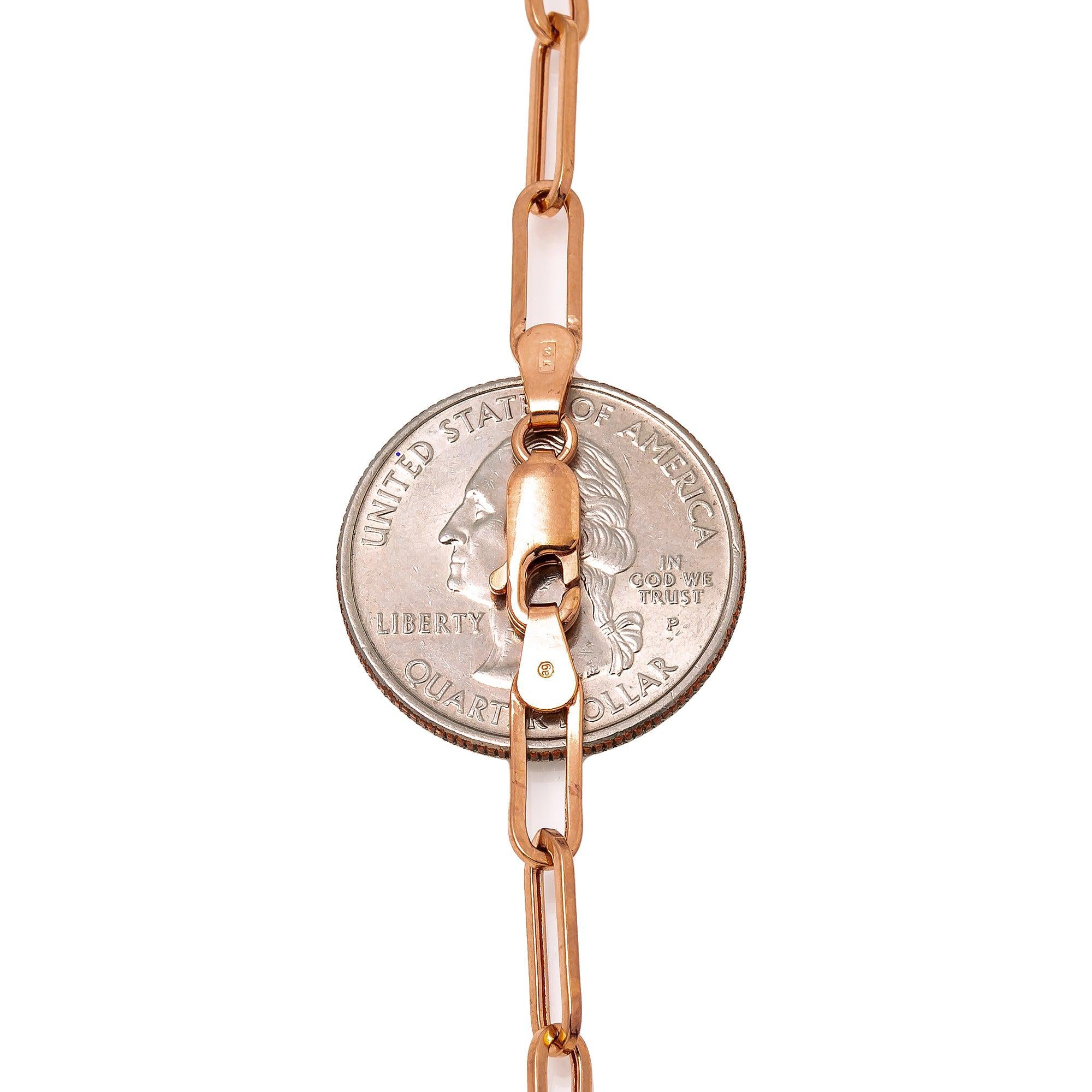 14K Rose Gold 5mm Paper Clip Chain Available In Sizes 18"-26"