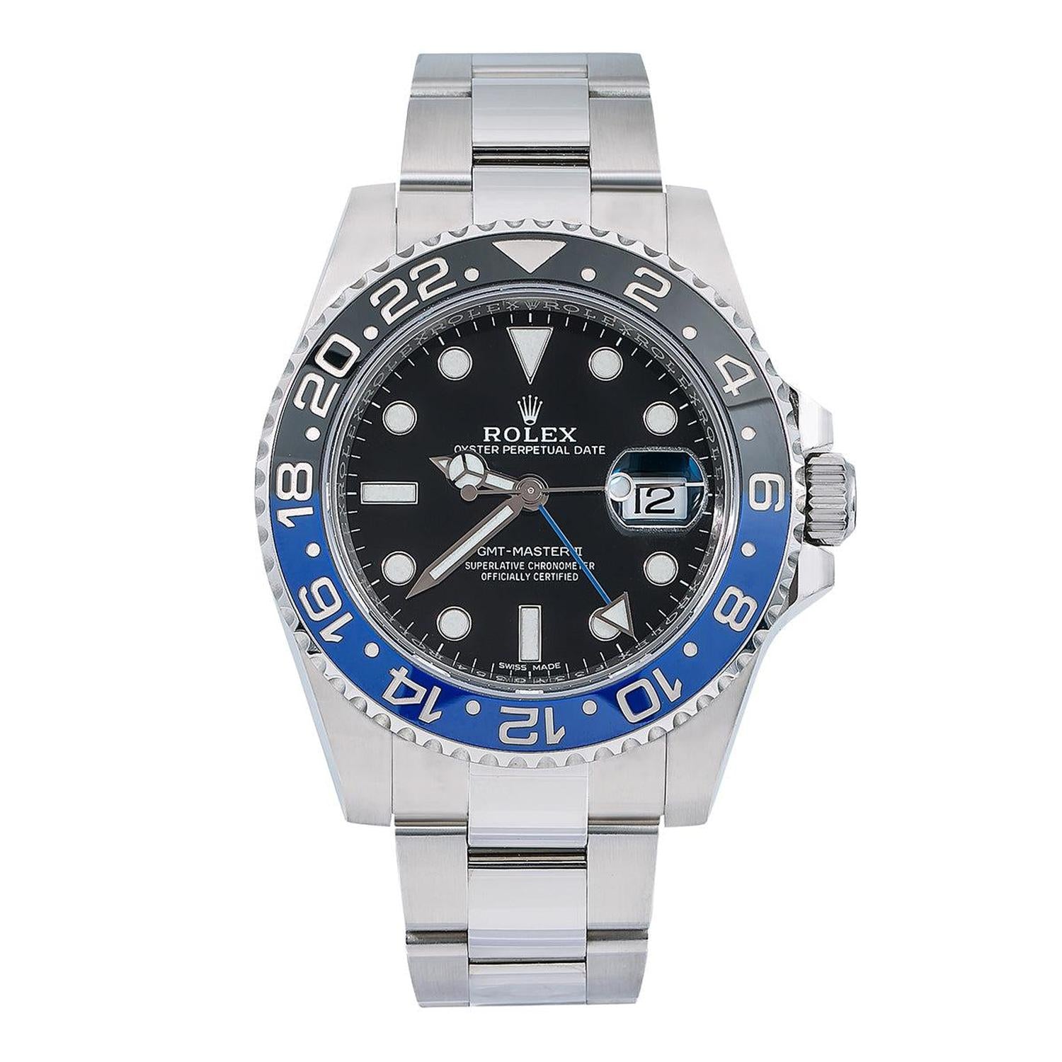 Rolex GMT-Master II 40MM 116710BL Batman Black Dial Black & Blue Ceramic Bezel Stainless Steel Oyster Bracelet