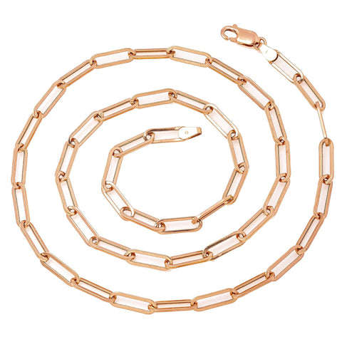 14K Rose Gold 5mm Paper Clip Chain Available In Sizes 18