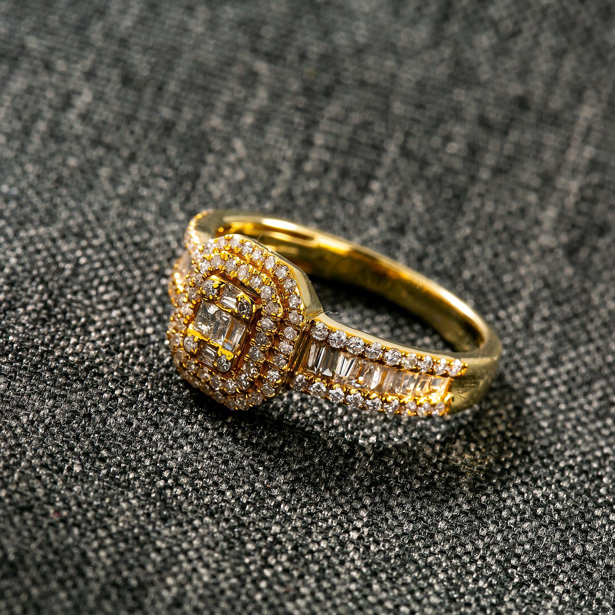14K YELLOW GOLD MEN RING WITH 1.04 CT DIAMONDS
