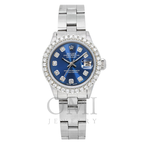 Rolex Oyster Perpetual Lady Datejust 6516 26MM Blue Diamond Dial With Stainless Steel Bracelet