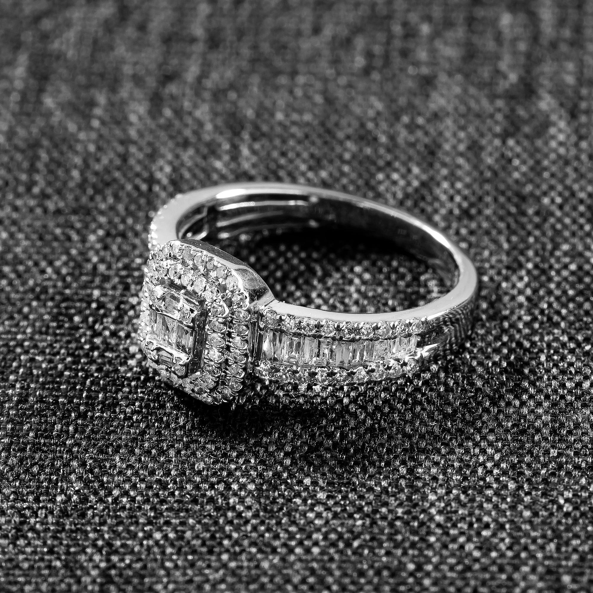 14K WHITE GOLD MEN RING WITH 0.97 CT DIAMONDS