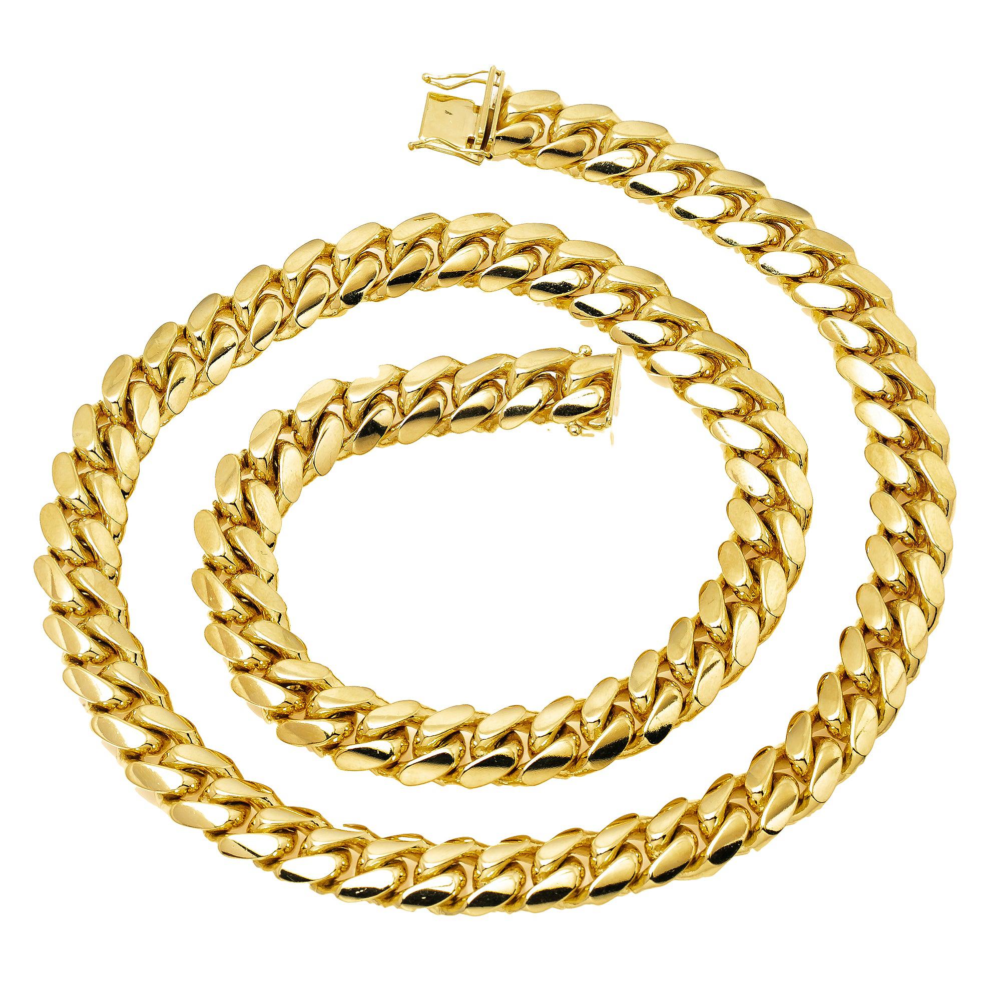 10K Yellow Gold 11mm Solid Miami Cuban Link Chain Available In Sizes 18"-26"