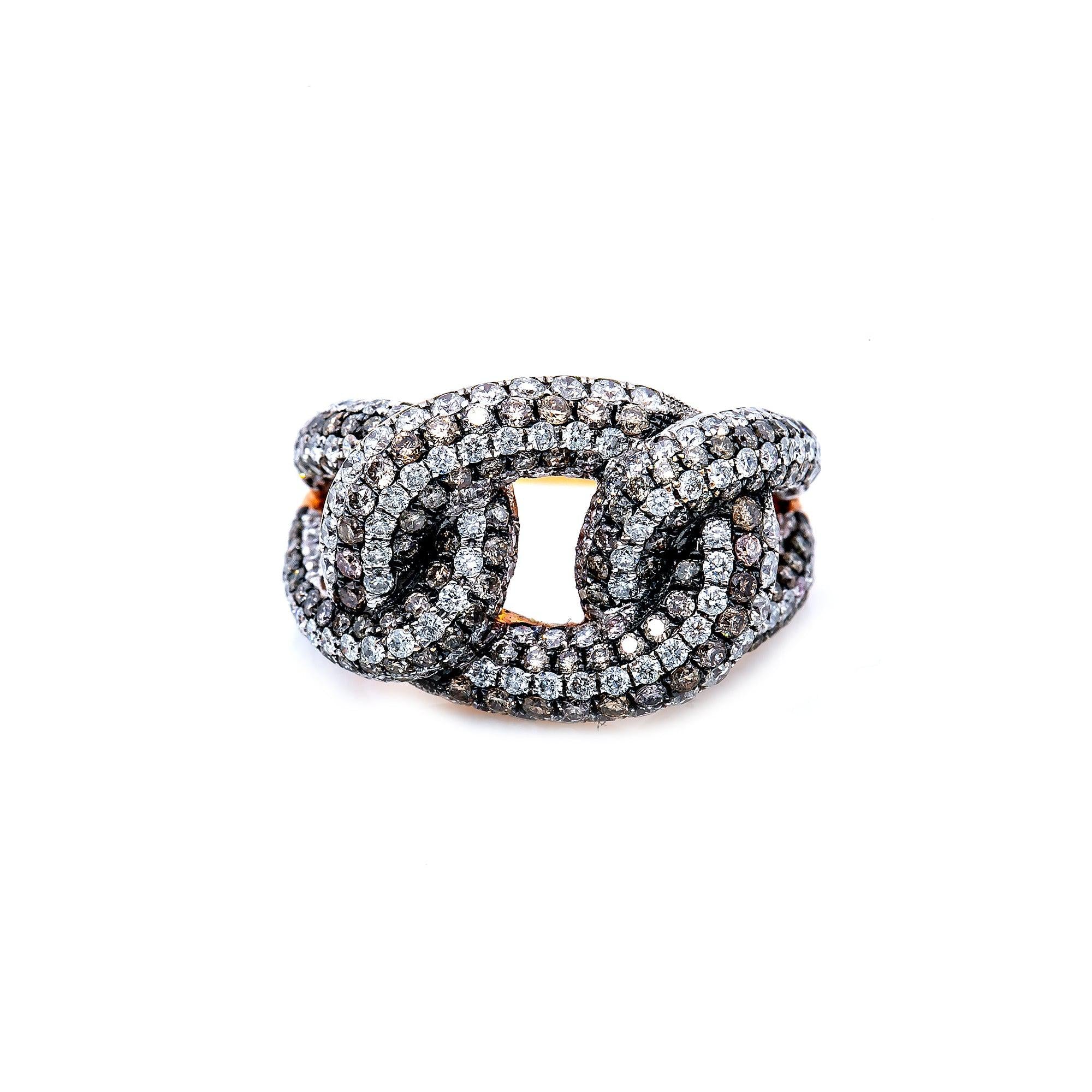 18K Rose Gold Snake Diamond Ring