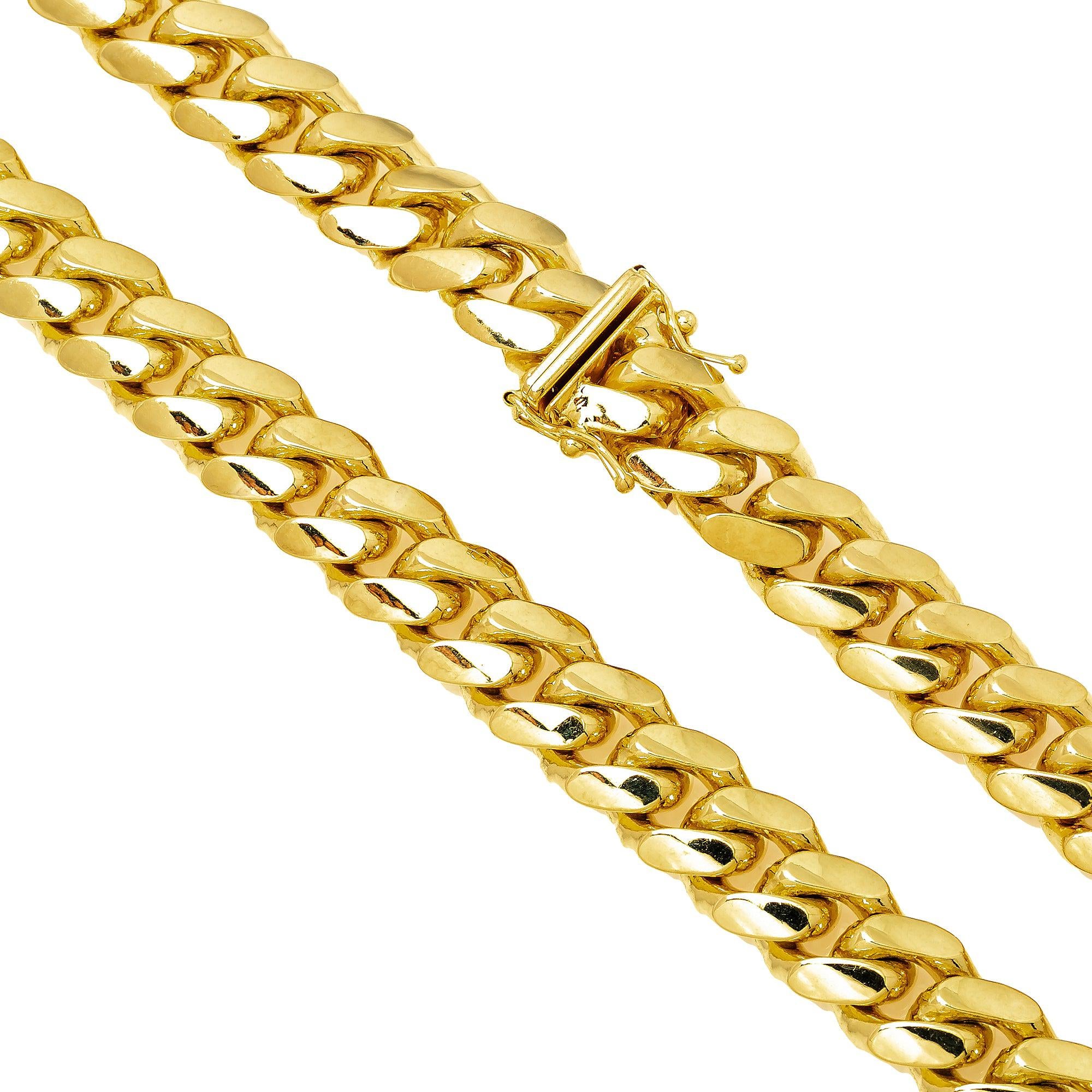 10K Yellow Gold 10mm Solid Miami Cuban Link Chain Available In Sizes 18"-26"