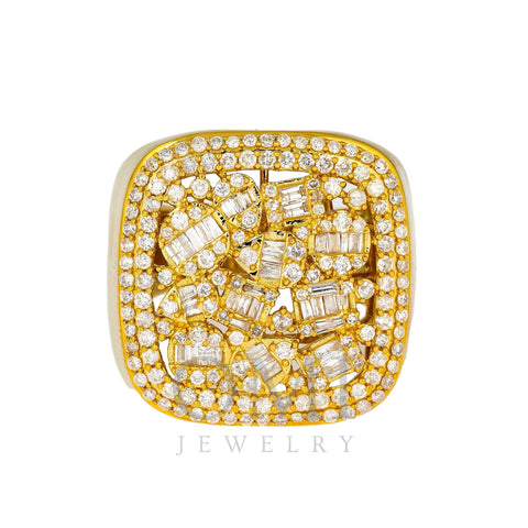 14K YELLOW GOLD DIAMOND CLUSTER RING 1.78 CT