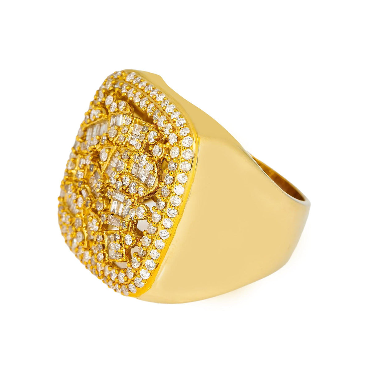 14K YELLOW GOLD DIAMOND CLUSTER RING 1.78 CT