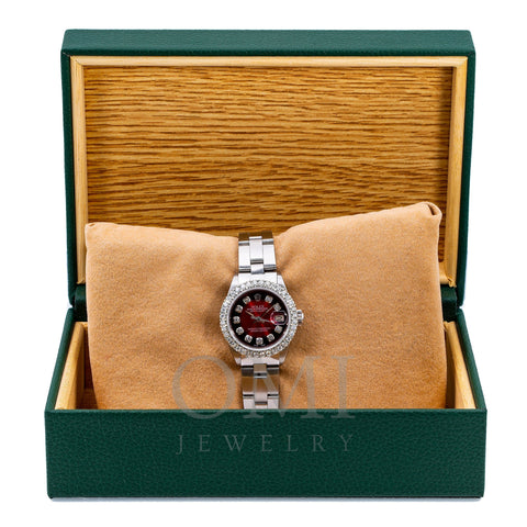 Rolex DateJust 6916 26MM Red and Black Diamond Dial With Stainless Steel Bracelet