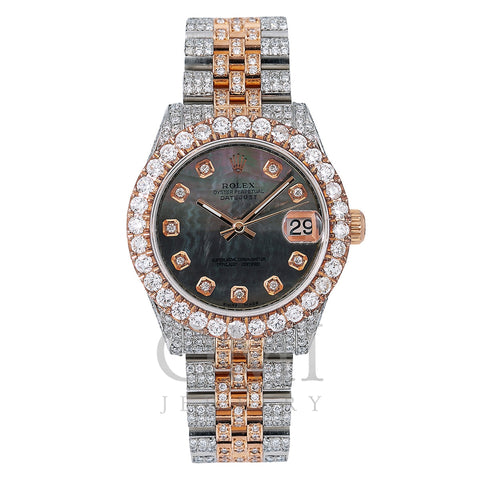 Rolex Datejust Diamond Watch, 178271 31mm, Black Diamond Dial With Two Tone Bracelet