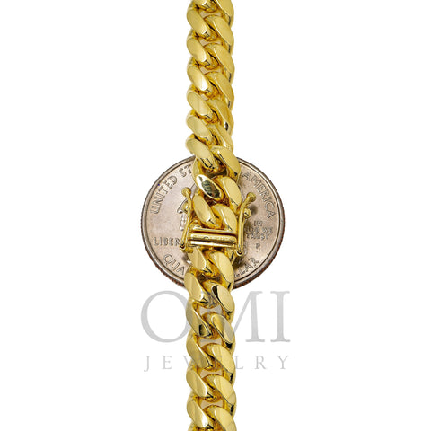 10K Yellow Gold 8mm Solid Miami Cuban Link Chain Available in Sizes 18-26 20