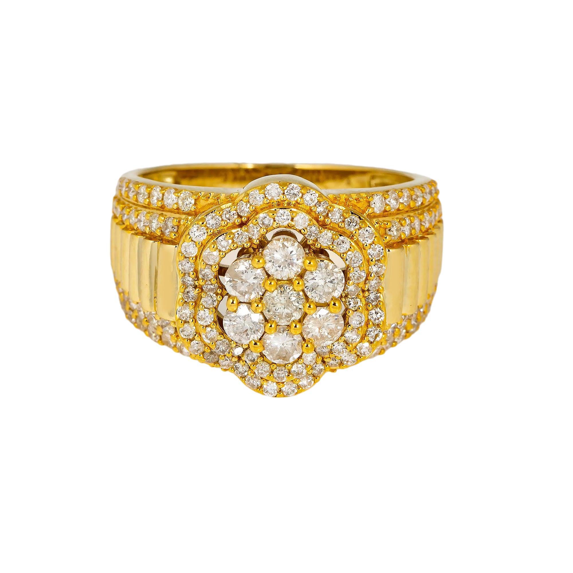 14K GOLD ROUND CLUSTER RING 1.88 CT