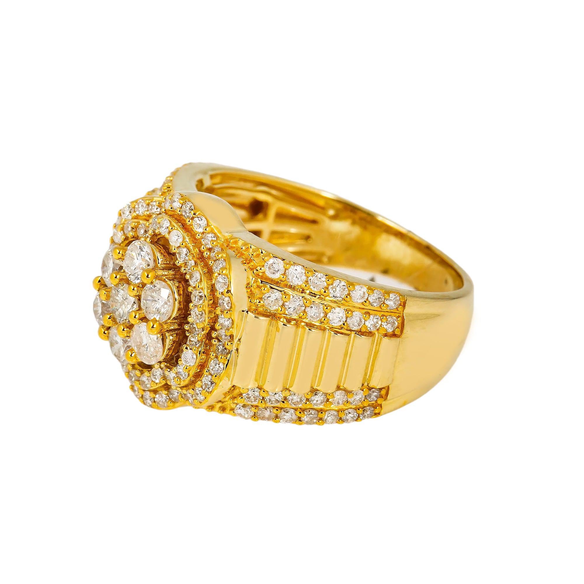 14K GOLD ROUND CLUSTER RING 1.88 CT