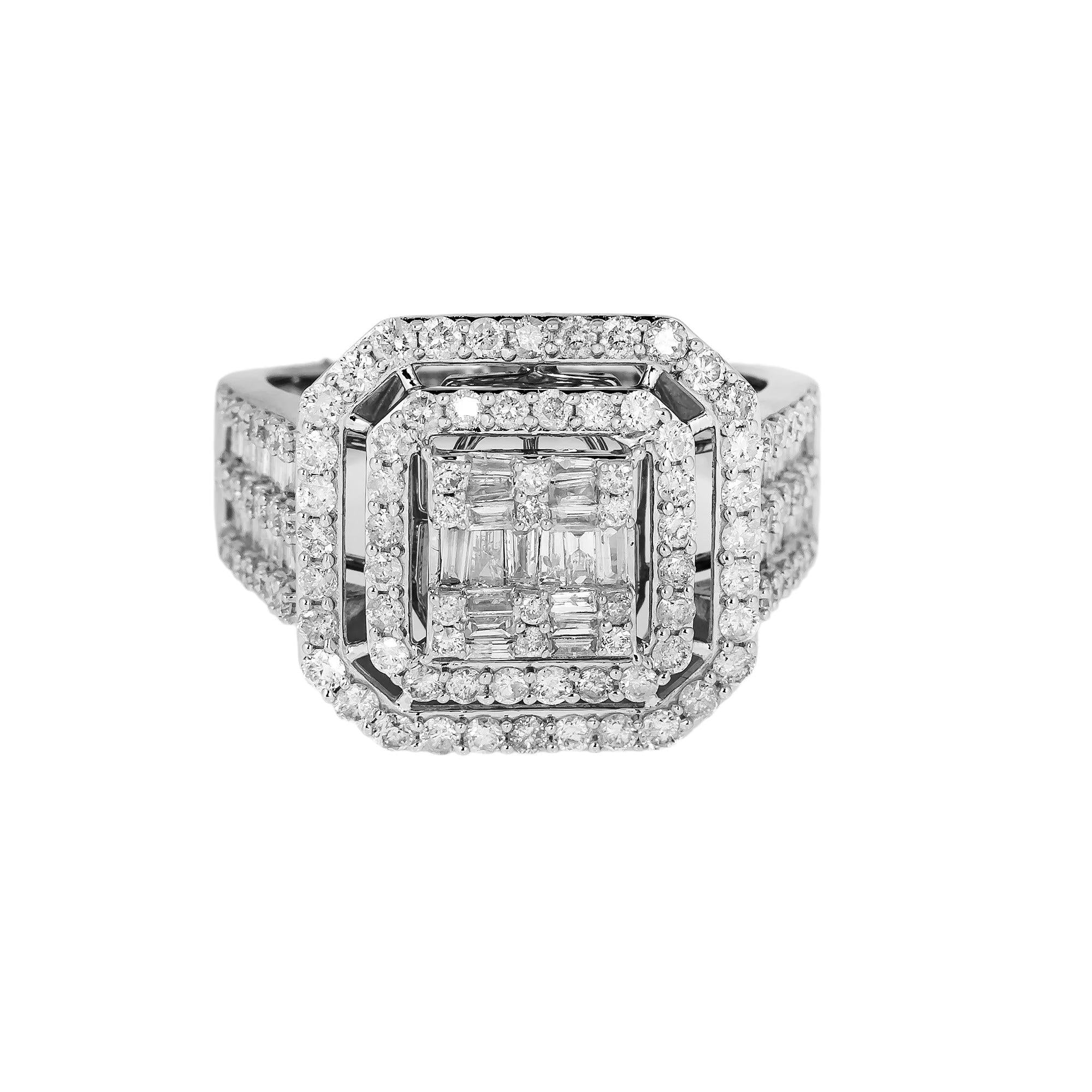 14K WHITE GOLD MEN RING WITH 2.04 CT DIAMONDS