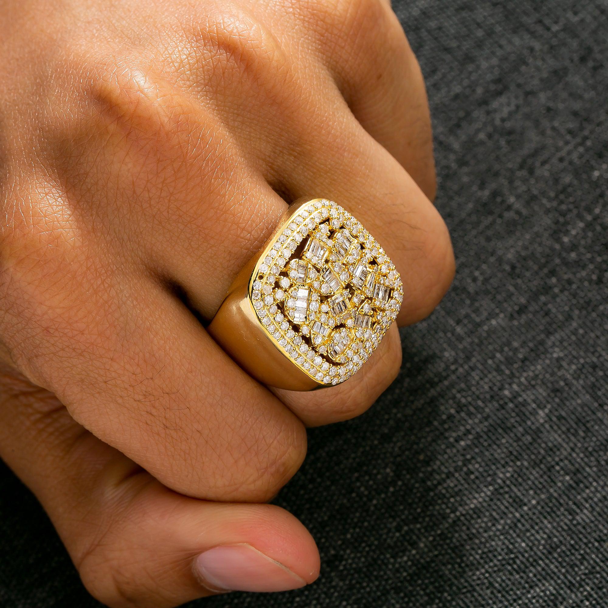 14K YELLOW GOLD DIAMOND CLUSTER RING 1.78 CT