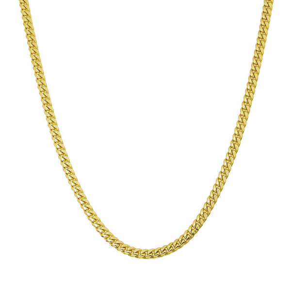 10K Yellow Gold 3mm Solid Miami Cuban Link Chain Available In Sizes 18