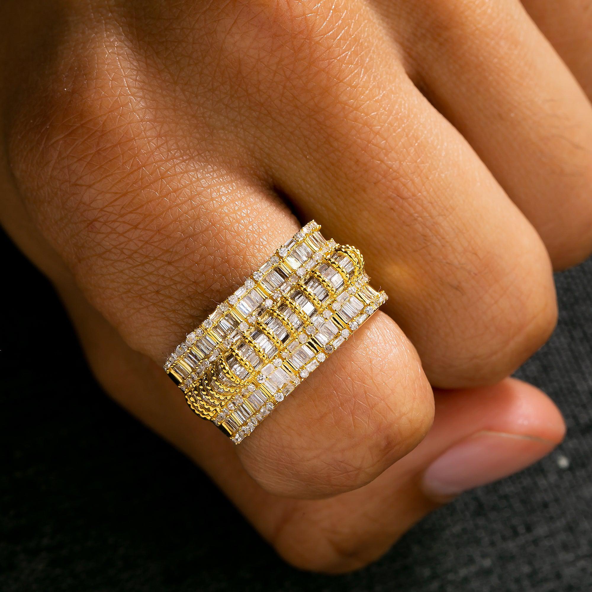 14K YELLOW GOLD MEN RING WITH 1.61 CT DIAMONDS