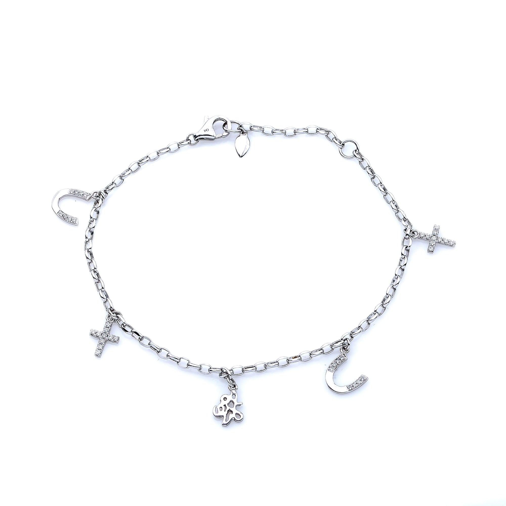 18K White Gold Small Pendants Bracelet With Diamonds