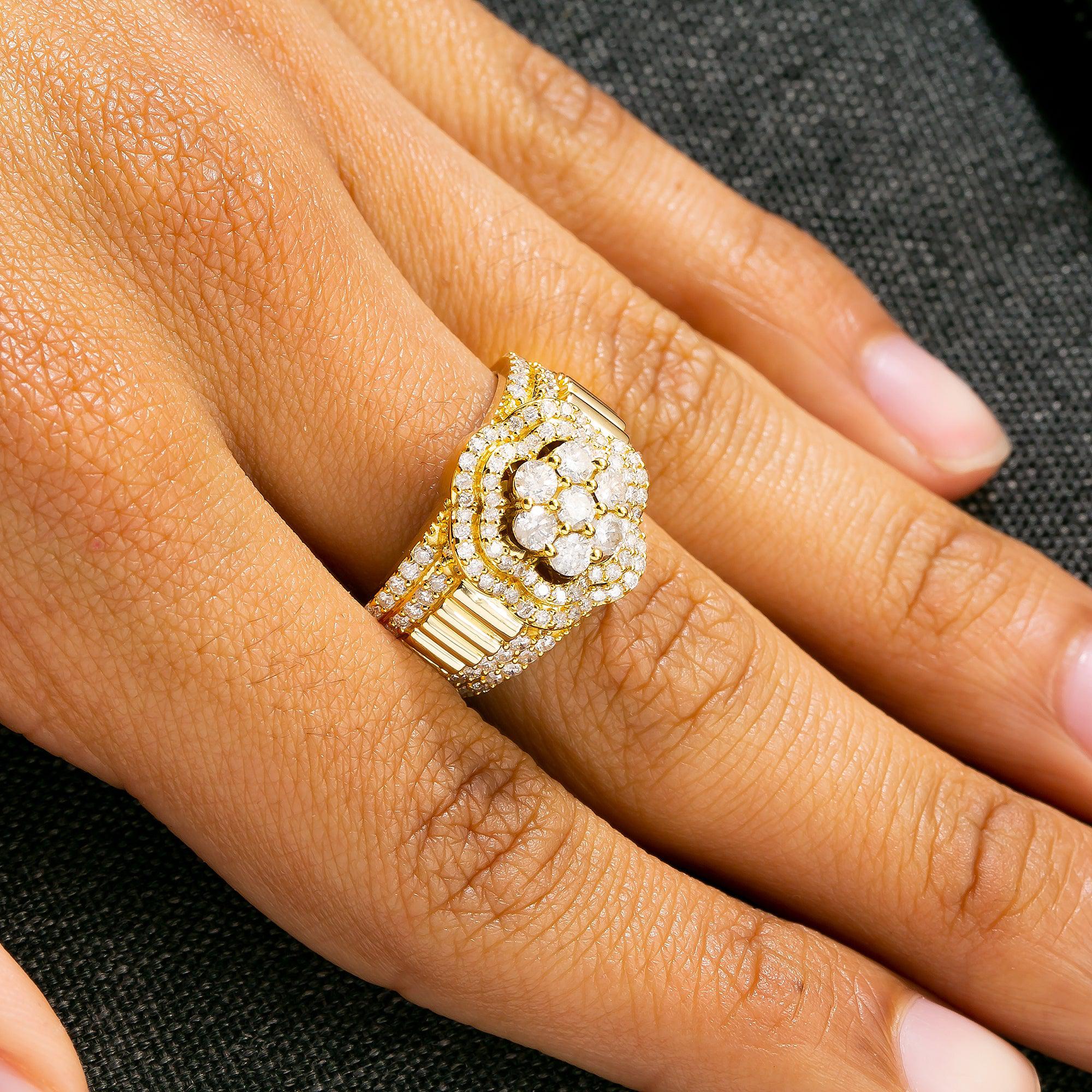 14K GOLD ROUND CLUSTER RING 1.88 CT