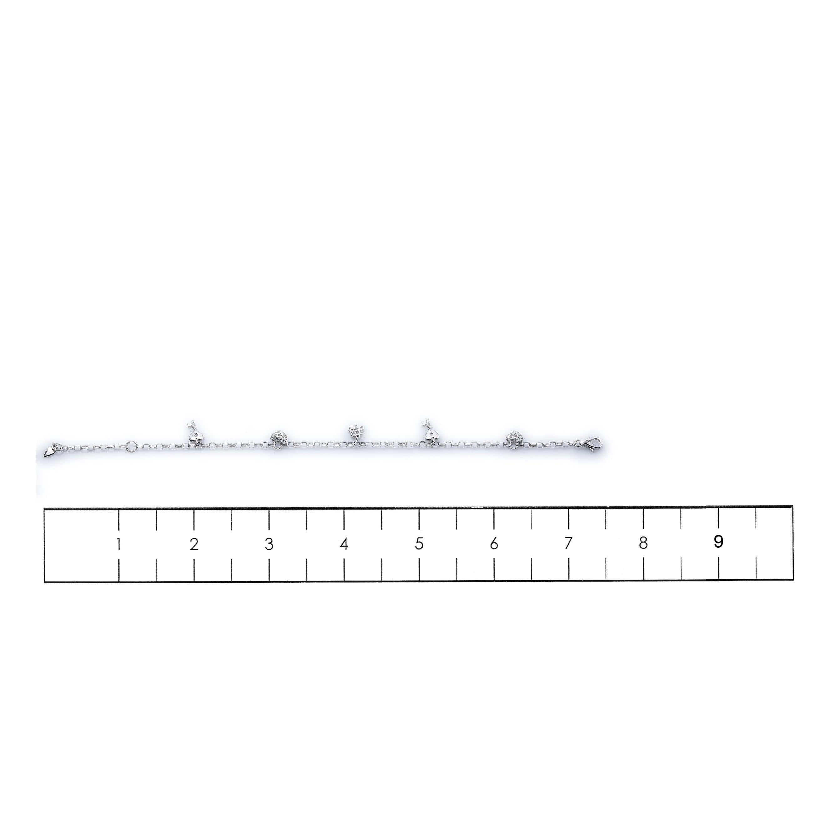 18K White Gold Small Pendants Bracelet With Diamonds