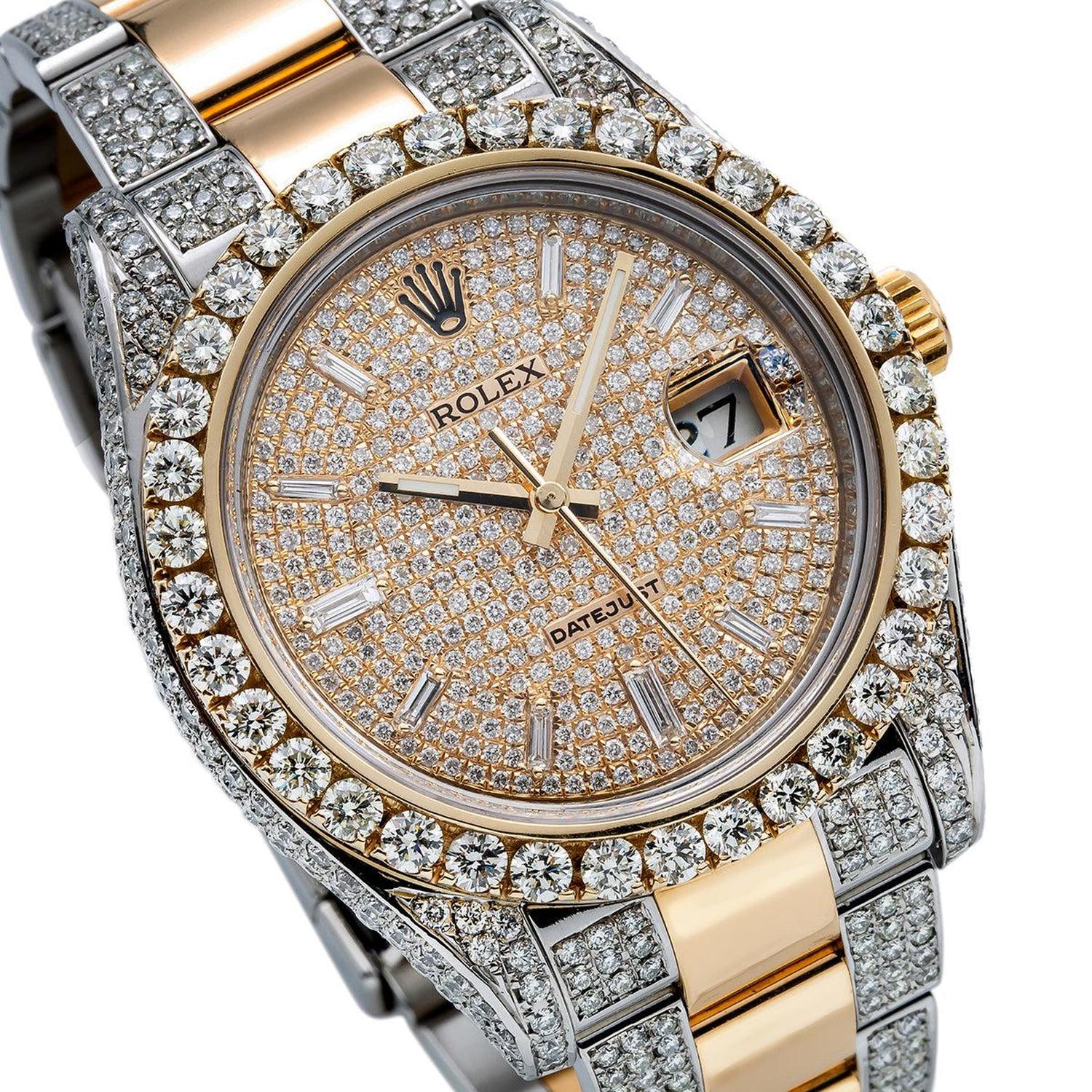 Rolex Datejust 41MM 116333 Diamond Paved Dial Diamond Bezel Two Tone Yellow Gold Semi Diamond Oyster Bracelet 12.5ct