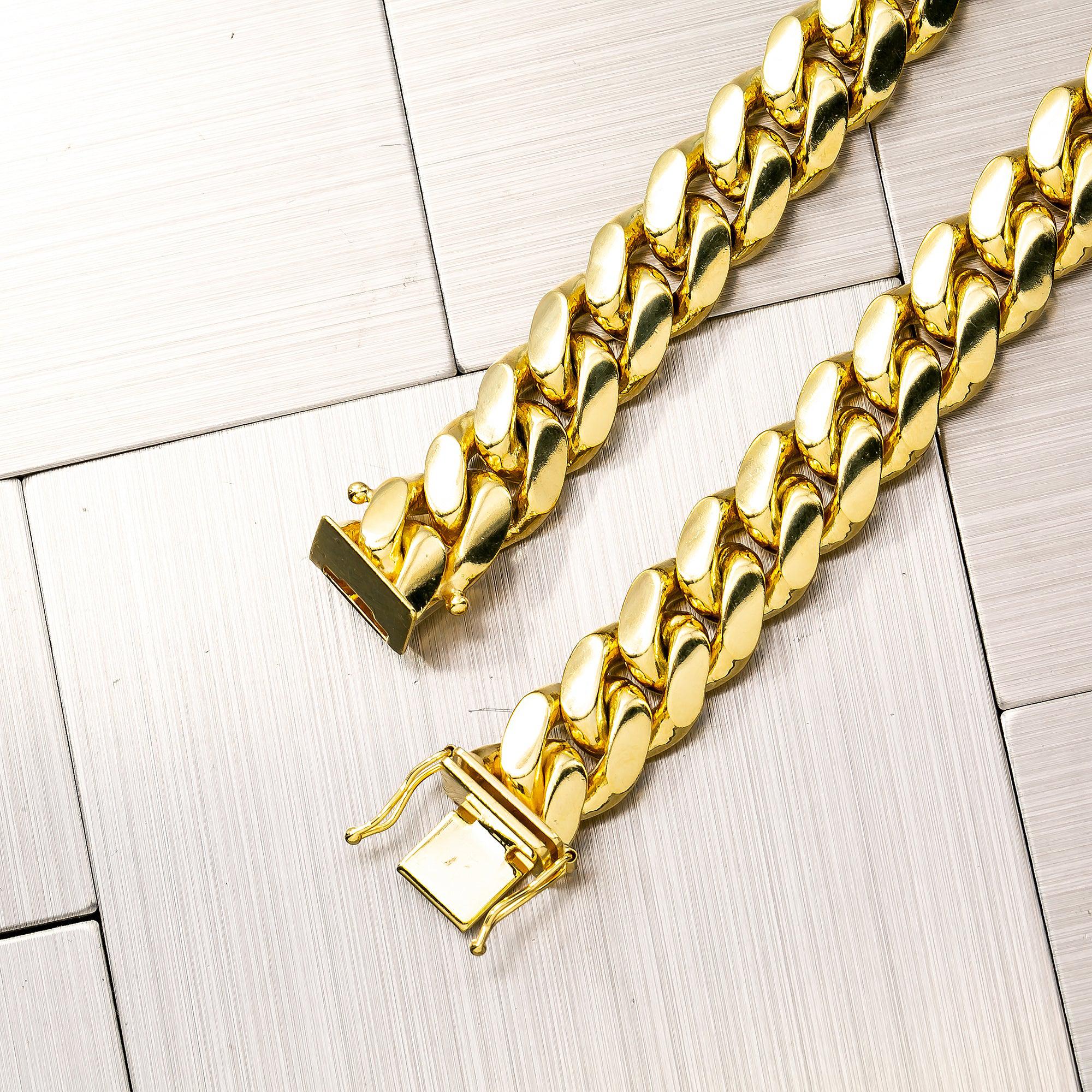 10K Yellow Gold 11mm Solid Miami Cuban Link Chain Available In Sizes 18"-26"