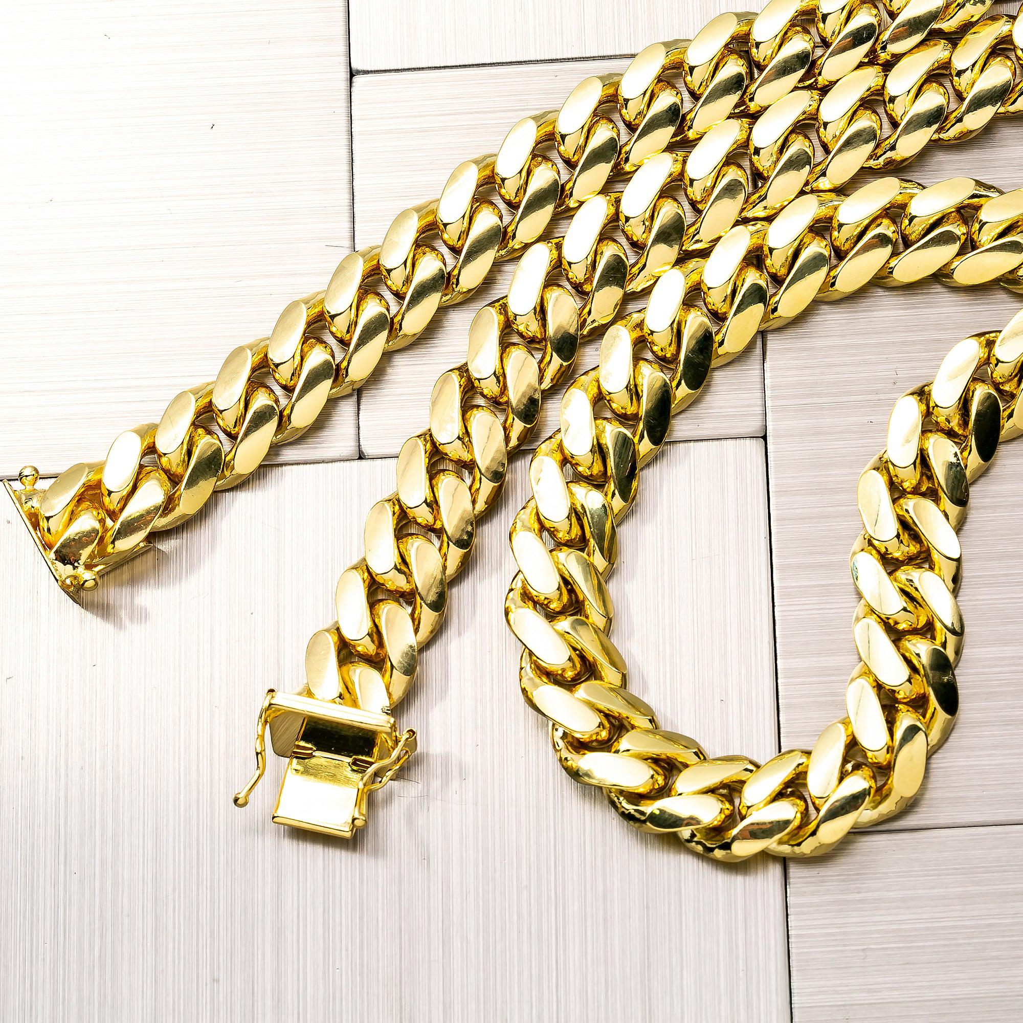 10K Yellow Gold 10mm Solid Miami Cuban Link Chain Available In Sizes 18"-26"