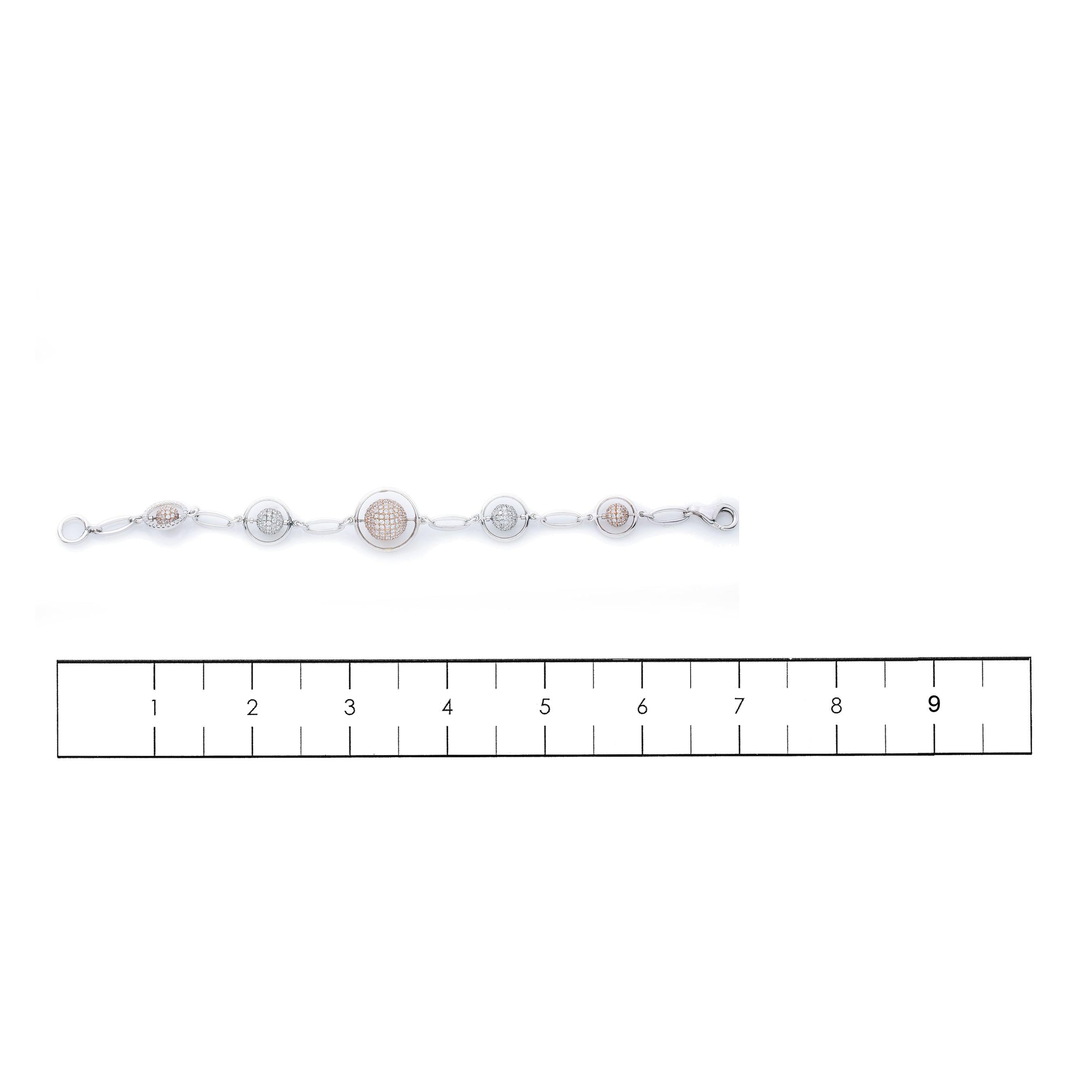 18K White Gold Small Balls Bracelet With Diamonds
