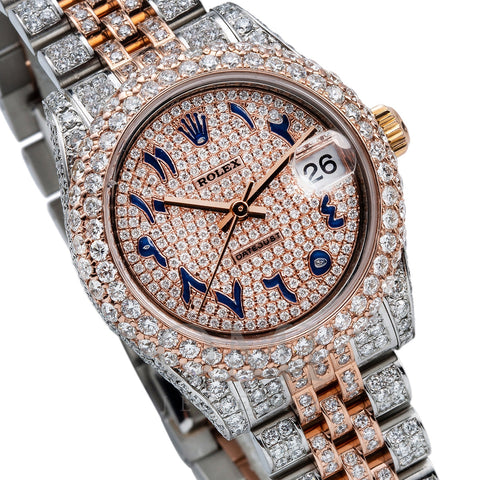 Rolex Datejust Diamond Watch, 178240 31mm, Pink Champagne Dial with 8.75CT Diamonds