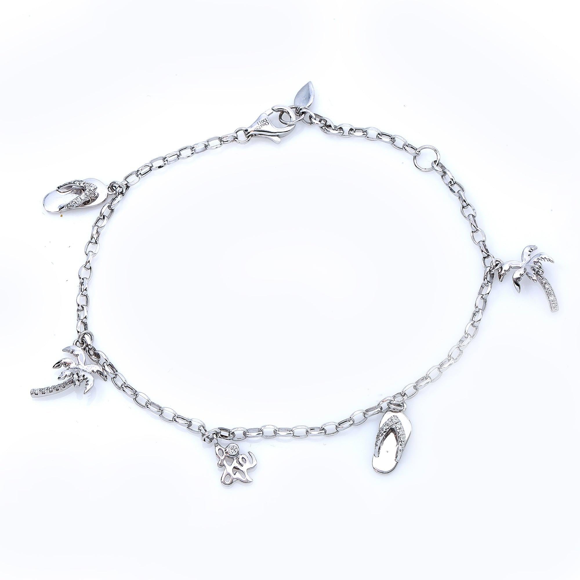 18K White Gold Small Pendants Bracelet With Diamonds