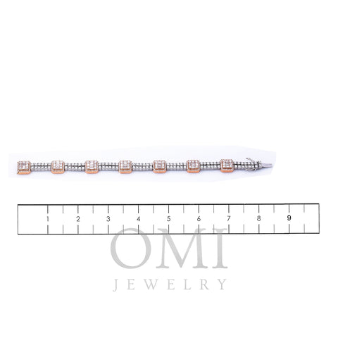 14K White And Rose Gold Small Squares Bracelet With Diamonds
