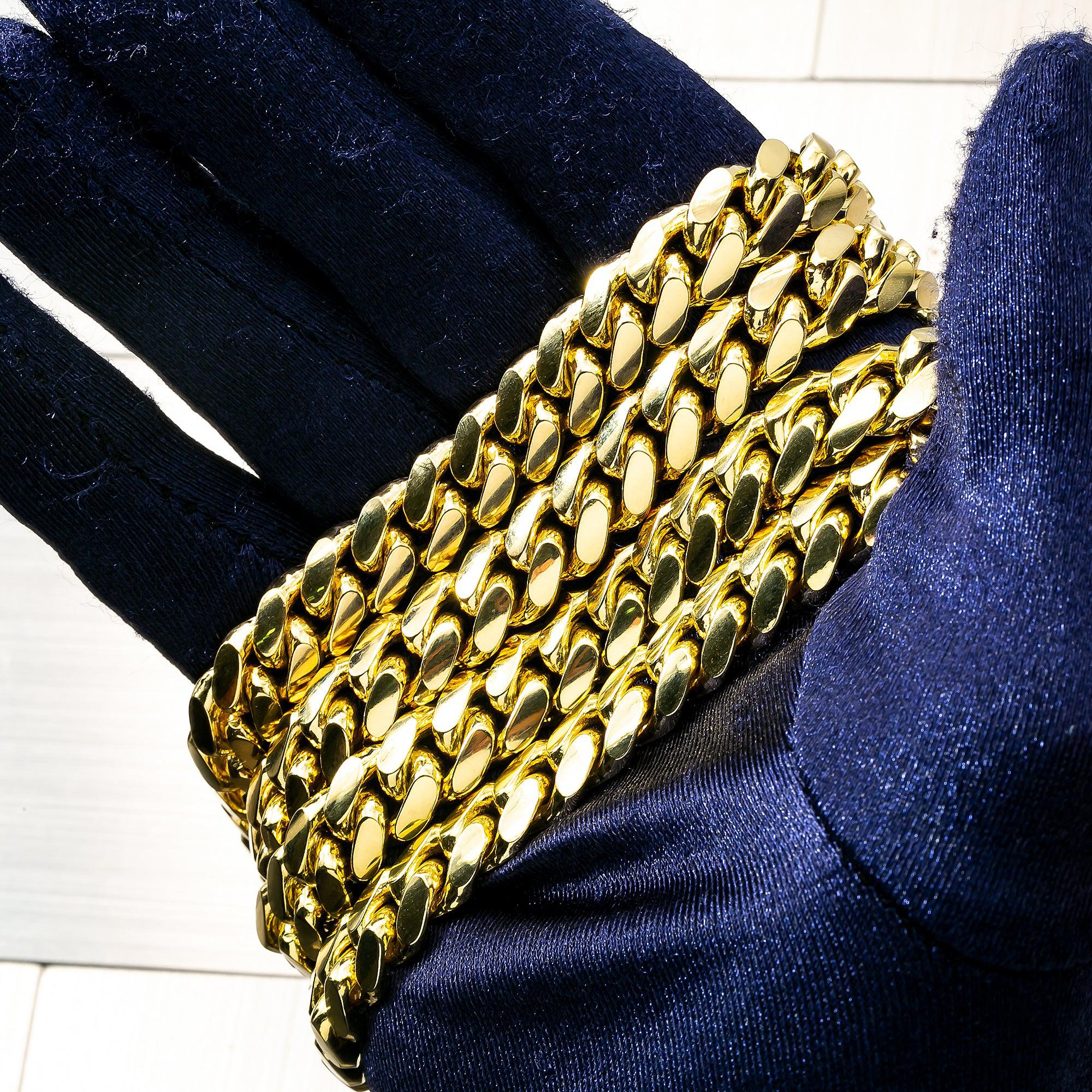 10K Yellow Gold 10mm Solid Miami Cuban Link Chain Available In Sizes 18"-26"