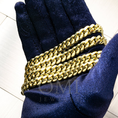 10K Yellow Gold 8mm Solid Miami Cuban Link Chain Available In Sizes 18