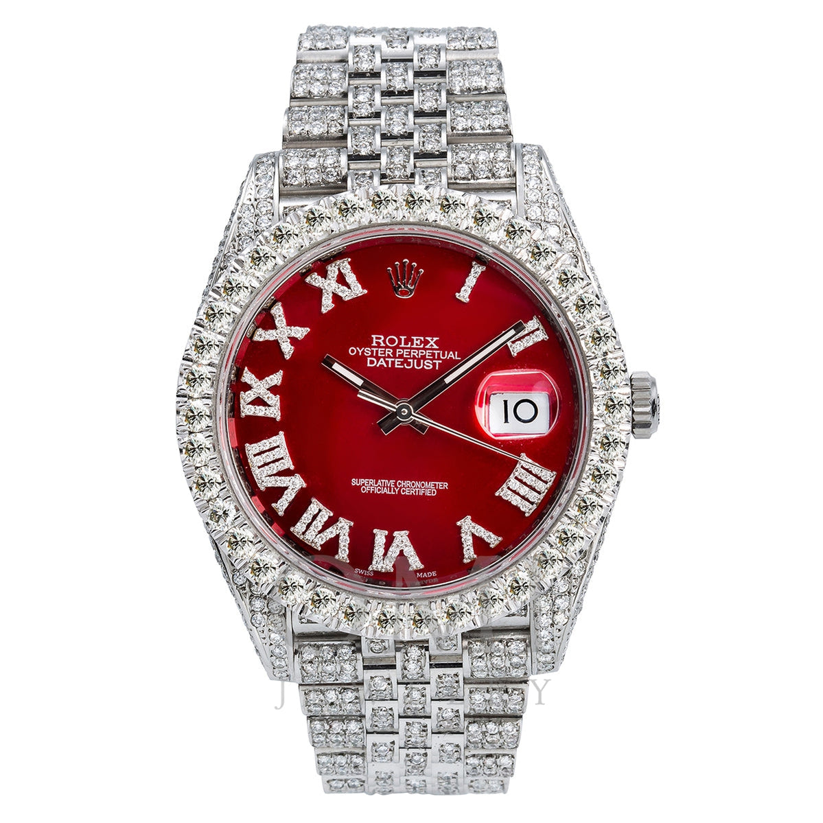 Rolex Datejust Diamond Watch, 126300 41mm, Red With 11.75CT Di - OMI Jewelry