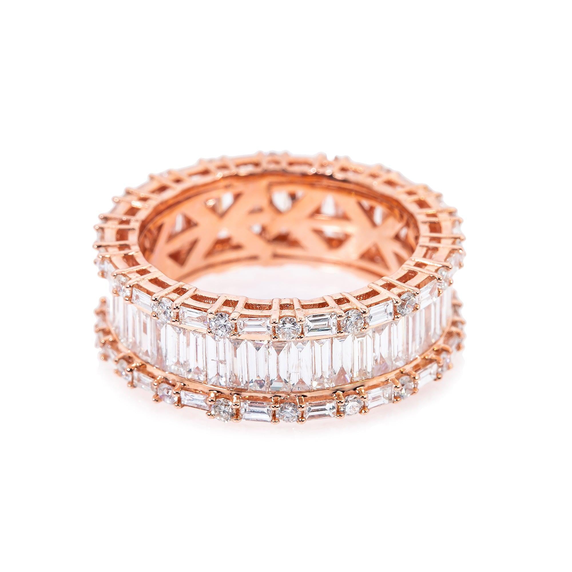 LADIES 14K ROSE GOLD FANCY BAGUETTE DIAMOND BAND WITH 3.06CT DIAMONDS