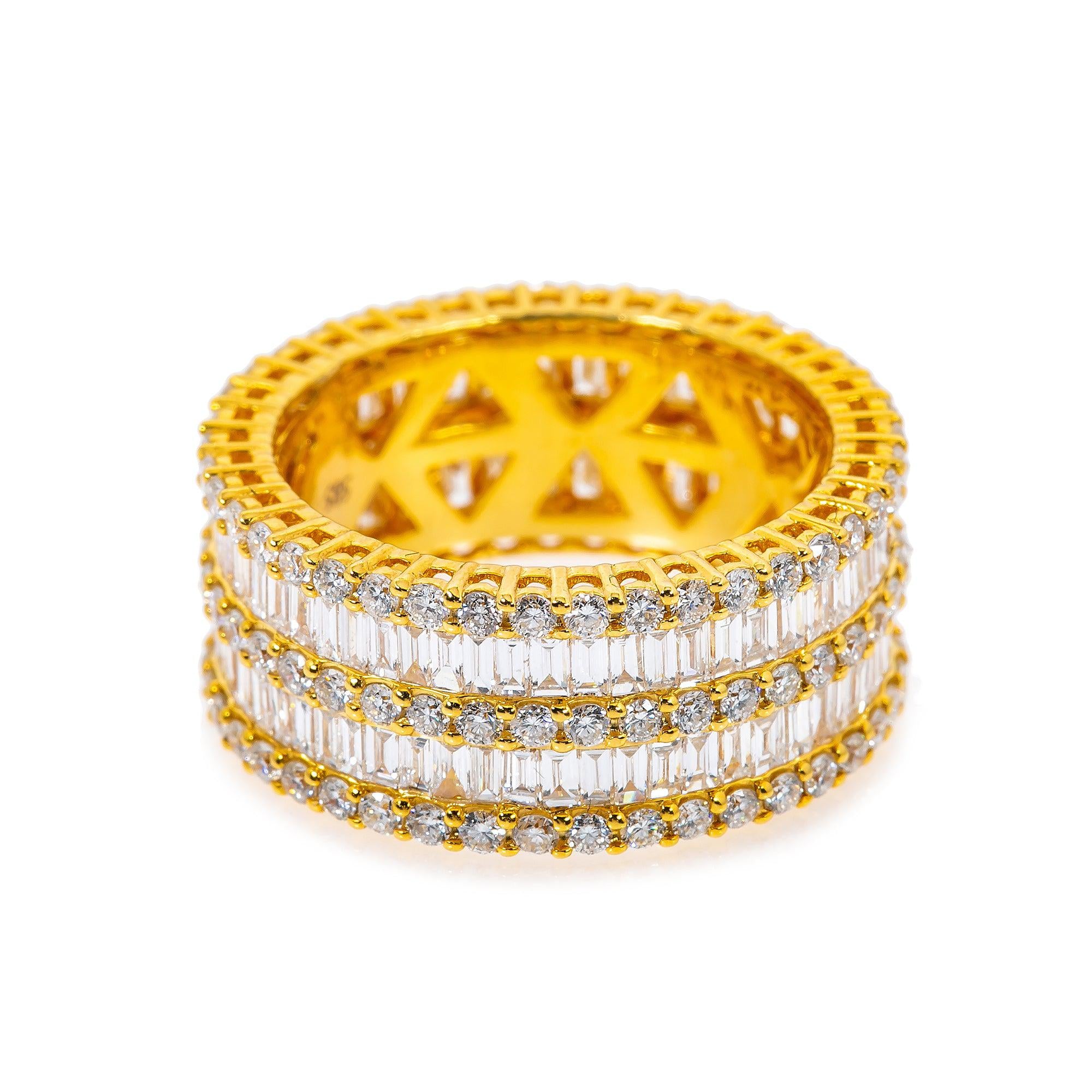 Ladies 14K Yellow Gold Ring with 8.67 CT  Baguette Diamonds