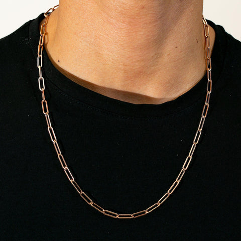 14K Rose Gold 5mm Paper Clip Chain Available In Sizes 18