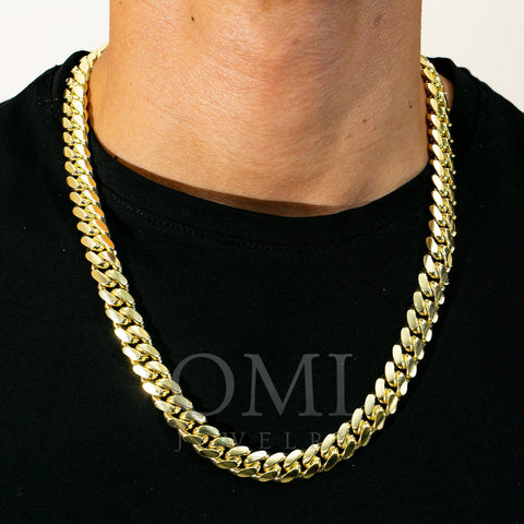 10K Yellow Gold 11mm Solid Miami Cuban Link Chain Available In Sizes 18