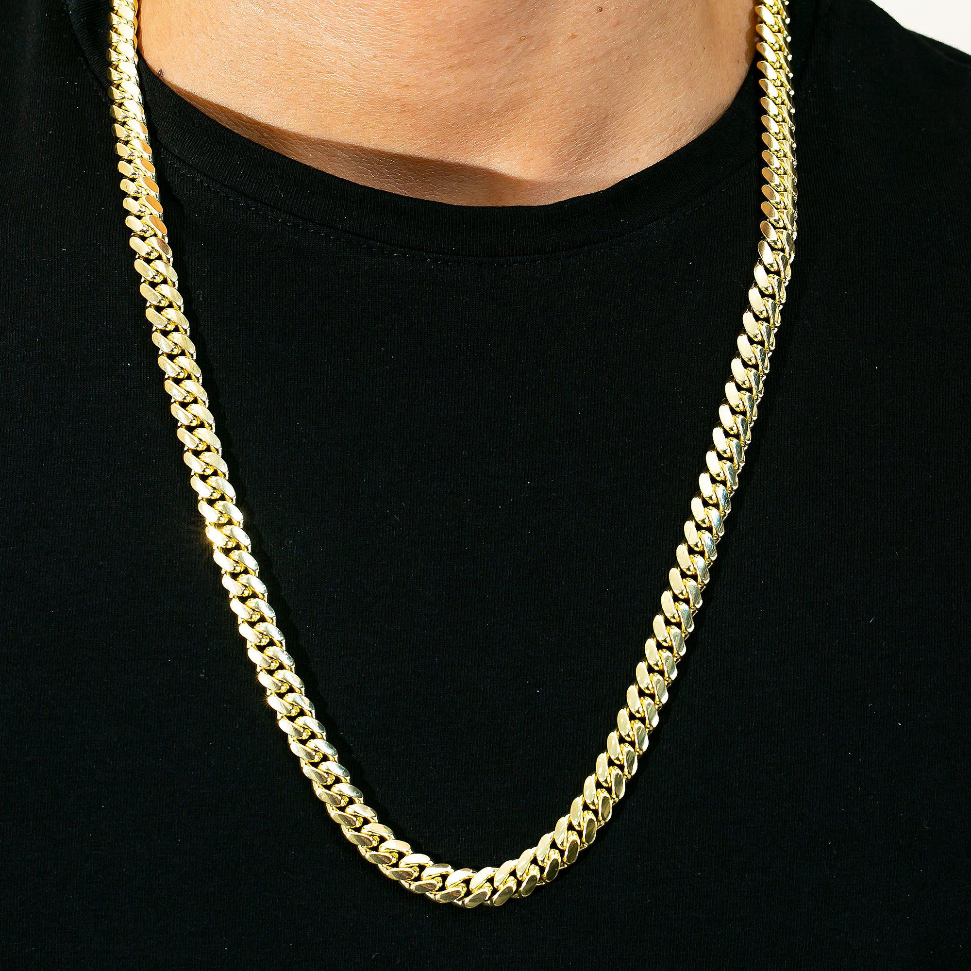 10K Yellow Gold 8mm Solid Miami Cuban Link Chain Available In Sizes 18"-26"
