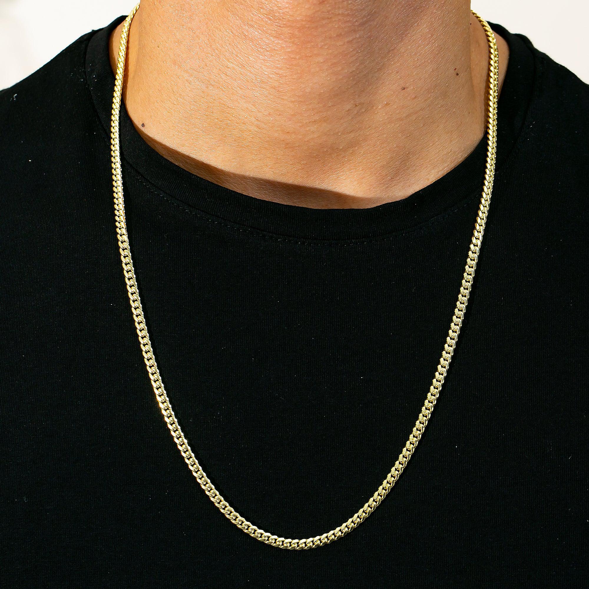 10K Yellow Gold 3mm Solid Miami Cuban Link Chain Available In Sizes 18"-26"